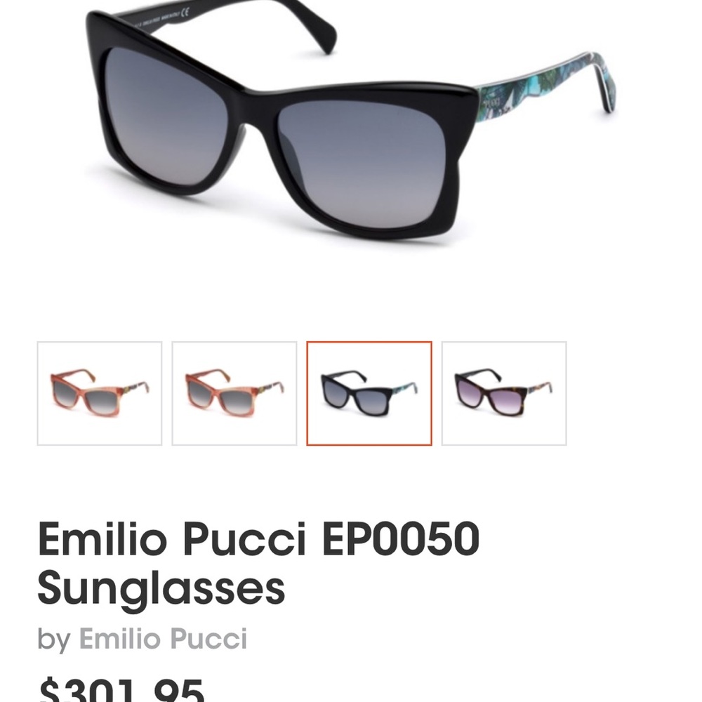 EMILIO PUCCI Black and Blue Women's Sunglasses with side design